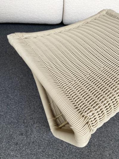 Tito Agnoli Pair of Rattan Style Stools Poufs Italy 1980s