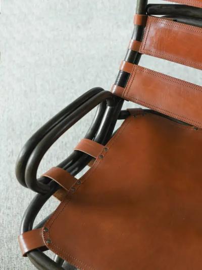 Tito Agnoli Pair of Tito Agnoli Bamboo Armchairs with Leather Strap Seats Italy 1960