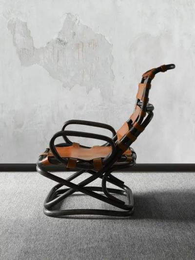 Tito Agnoli Pair of Tito Agnoli Bamboo Armchairs with Leather Strap Seats Italy 1960