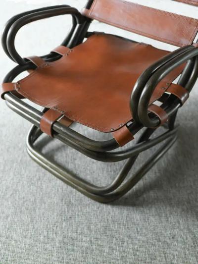 Tito Agnoli Pair of Tito Agnoli Bamboo Armchairs with Leather Strap Seats Italy 1960