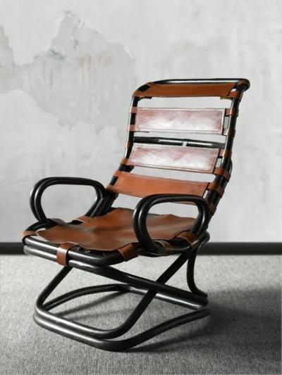 Tito Agnoli Pair of Tito Agnoli Bamboo Armchairs with Leather Strap Seats Italy 1960