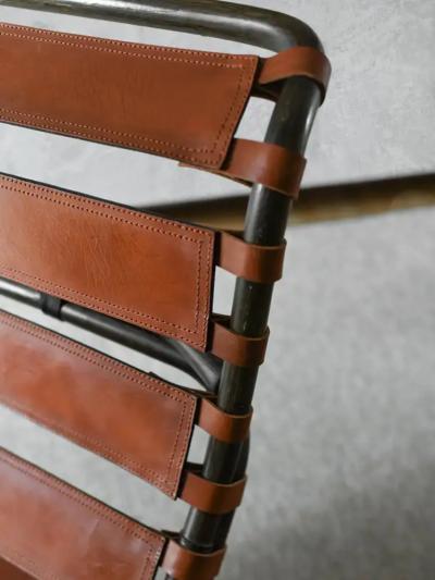 Tito Agnoli Pair of Tito Agnoli Bamboo Armchairs with Leather Strap Seats Italy 1960