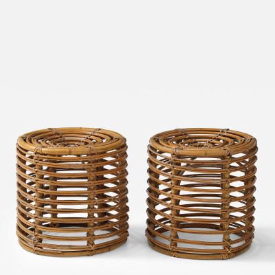 Tito Agnoli Pair of Tito Agnoli Cane Bamboo Stools Italy 1950s