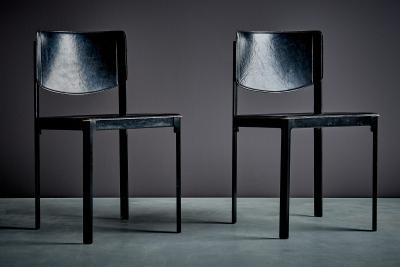 Tito Agnoli Pair of black Leather Chairs by Tito Agnoli for Matteo Grassi