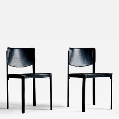 Tito Agnoli Pair of black Leather Chairs by Tito Agnoli for Matteo Grassi