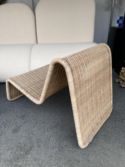 Tito Agnoli Rattan Slipper Chair P3 by Tito Agnoli Italy 1970s