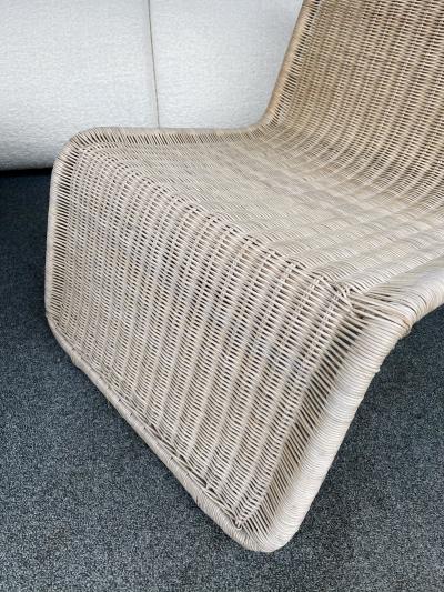 Tito Agnoli Rattan Slipper Chair P3 by Tito Agnoli Italy 1970s
