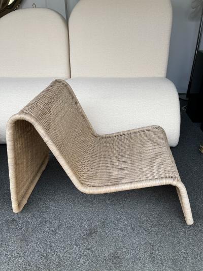 Tito Agnoli Rattan Slipper Chair P3 by Tito Agnoli Italy 1970s