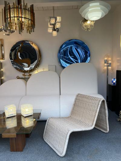 Tito Agnoli Rattan Slipper Chair P3 by Tito Agnoli Italy 1970s