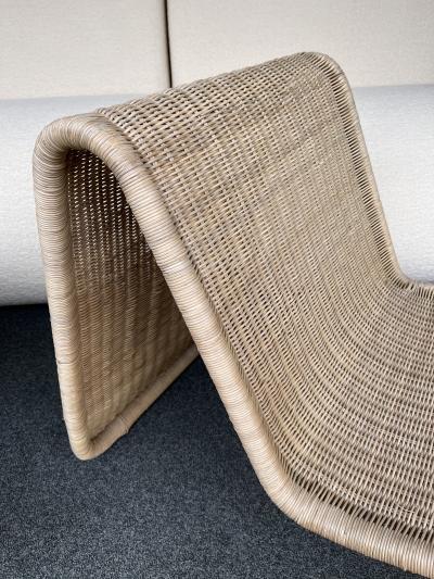 Tito Agnoli Rattan Slipper Chair P3 by Tito Agnoli Italy 1970s