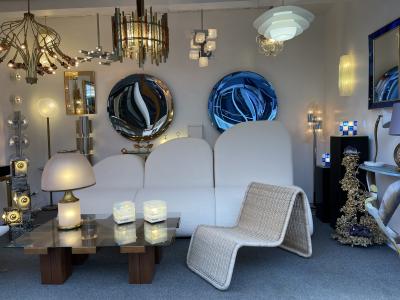 Tito Agnoli Rattan Slipper Chair P3 by Tito Agnoli Italy 1970s