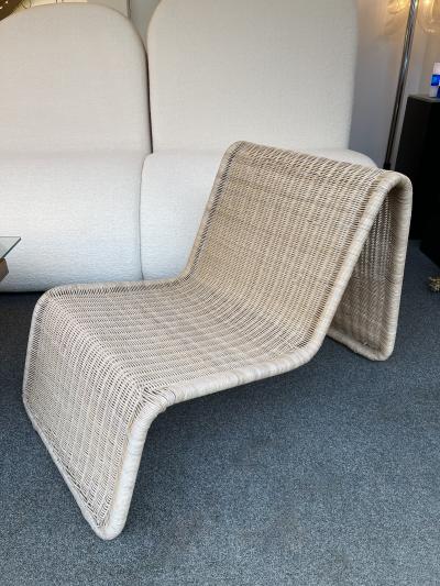 Tito Agnoli Rattan Slipper Chair P3 by Tito Agnoli Italy 1970s
