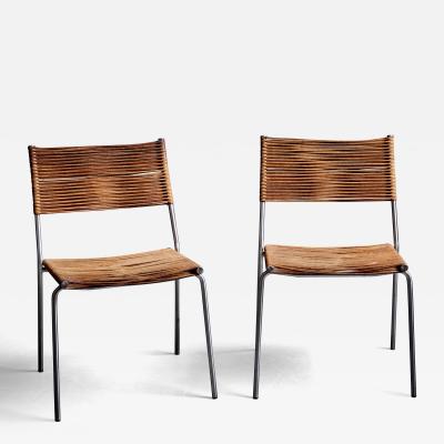 Tito Agnoli Set of two leather Bonacina Miss B2 chairs by Tito Agnoli