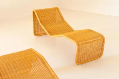 Tito Agnoli Tito Agnoli Set of Four Cane Chaise Lounges P3S Pierantonio Bonacina Italy 1964