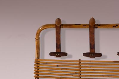 Tito Agnoli Tito Agnoli bamboo and leather coat rack for Bonacina Italy 1960s