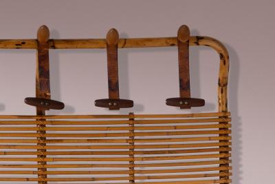 Tito Agnoli Tito Agnoli bamboo and leather coat rack for Bonacina Italy 1960s