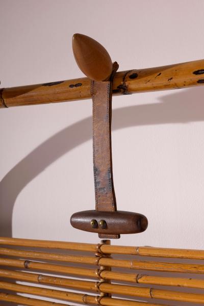Tito Agnoli Tito Agnoli bamboo and leather coat rack for Bonacina Italy 1960s