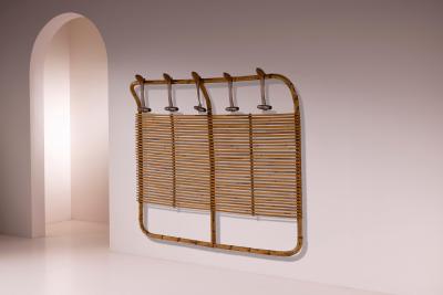 Tito Agnoli Tito Agnoli bamboo and leather coat rack for Bonacina Italy 1960s