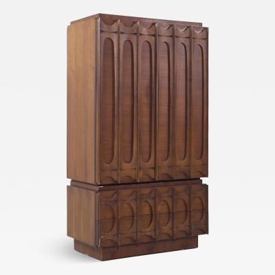 Tobago Brutalist Mid Century Walnut Armoire Dresser