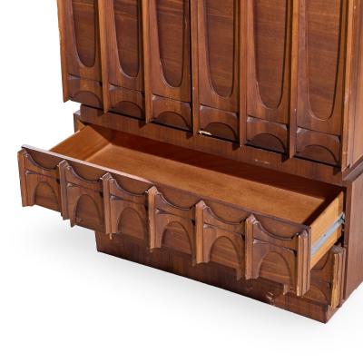 Tobago Brutalist Mid Century Walnut Armoire Dresser