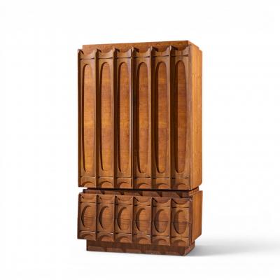 Tobago Brutalist Mid Century Walnut Armoire Dresser