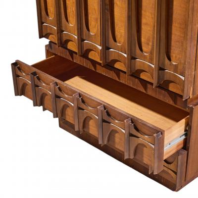 Tobago Brutalist Mid Century Walnut Armoire Dresser