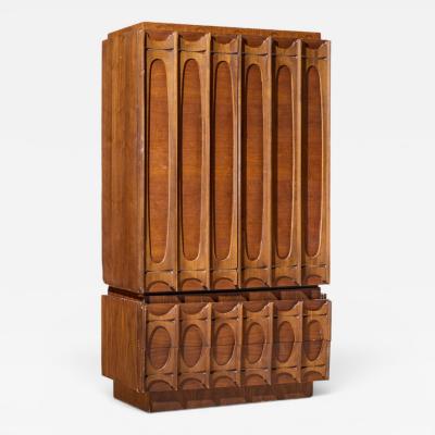 Tobago Brutalist Mid Century Walnut Armoire Dresser