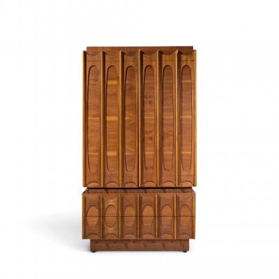 Tobago Brutalist Mid Century Walnut Armoire Dresser