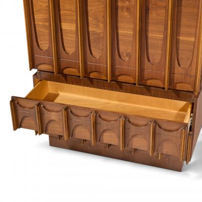 Tobago Brutalist Mid Century Walnut Armoire Dresser
