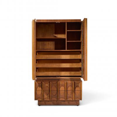 Tobago Brutalist Mid Century Walnut Armoire Dresser
