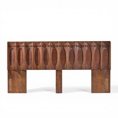Tobago Brutalist Mid Century Walnut King Headboard