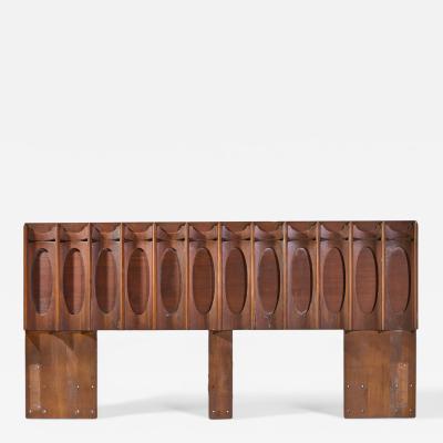 Tobago Brutalist Mid Century Walnut King Headboard