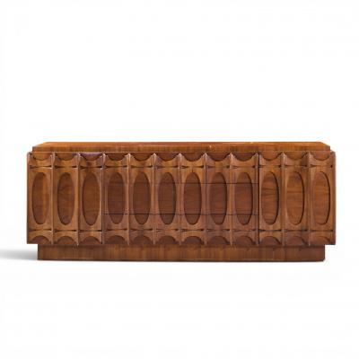 Tobago Brutalist Mid Century Walnut Lowboy Dresser