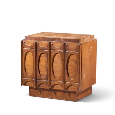 Tobago Brutalist Mid Century Walnut Nightstand