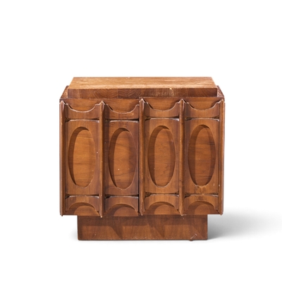 Tobago Brutalist Mid Century Walnut Nightstand