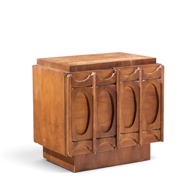 Tobago Brutalist Mid Century Walnut Nightstand