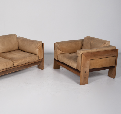 Tobia Scarpa Bastiano Seating Set by Tobia Scarpa For Gavina Wood and Leather Italy