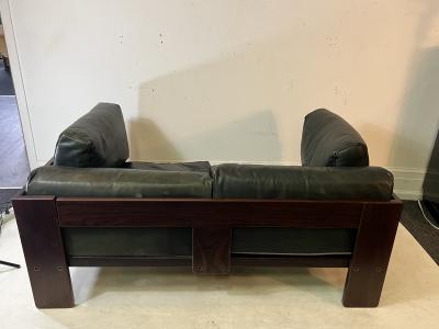 Tobia Scarpa MID CENTURY BASTIANO LEATHER AND ROSEWOOD COUCH BY TOBIA SCARPA