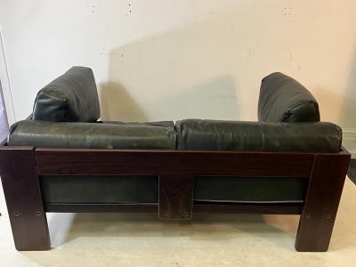 Tobia Scarpa MID CENTURY BASTIANO LEATHER AND ROSEWOOD COUCH BY TOBIA SCARPA