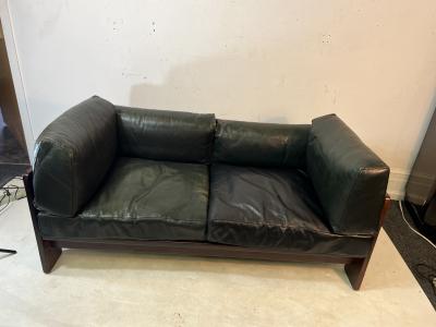 Tobia Scarpa MID CENTURY BASTIANO LEATHER AND ROSEWOOD COUCH BY TOBIA SCARPA