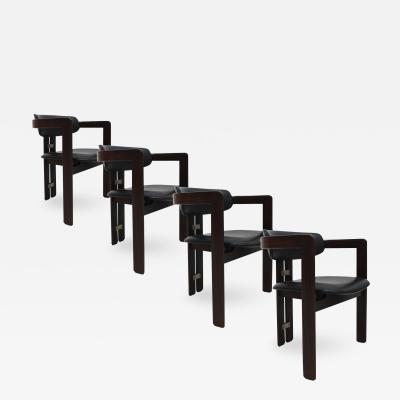 Tobia Scarpa Mid Century Modern Set of 4 Pigreco Walnut Chairs Designed by Tobia Scarpa