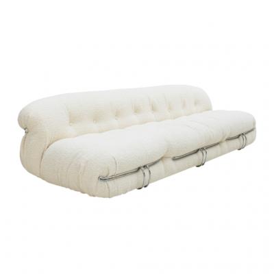 Tobia Scarpa Midcentury White Wool Soriana Sofa and 2 Armchairs By Tobia Scarpa for Cassina