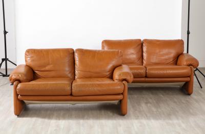 Tobia Scarpa Pair of Tobia Scarpa Coronado Leather Sofas for B B Italia 1975