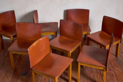 Tobia Scarpa Set of 12 Tobia Scarpa Style Leather Dining Chairs