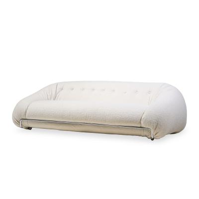 Tobia Scarpa Tobia Scarpa Style Mid Century Italian Boucle and Chrome Sofa