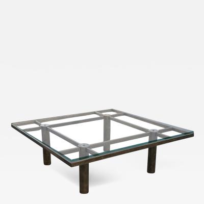 Tobia Scarpa Vintage Tobia Scarpa Style Andre Coffee Table Bronzed Steel Glass