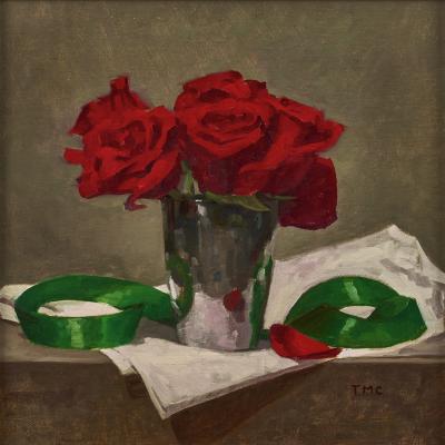 Todd M Casey Red Roses in a Silver Cup