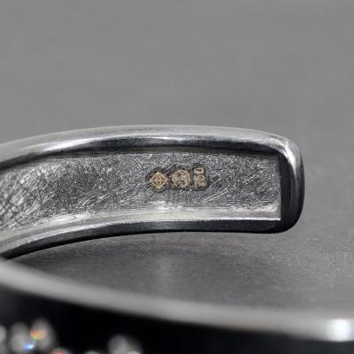 Todd Reed Brilliant Cut White Diamond Oxidized Patina Silver Cuff Bracelet Todd Reed