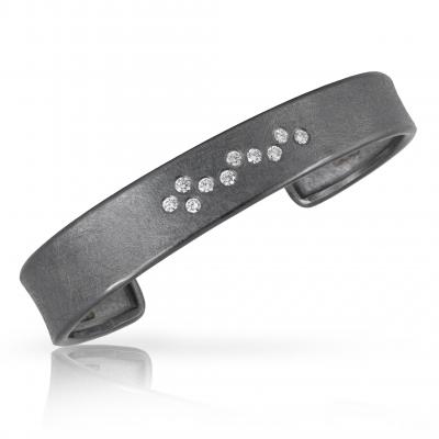 Todd Reed Brilliant Cut White Diamond Oxidized Patina Silver Cuff Bracelet Todd Reed