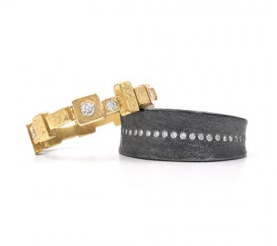 Todd Reed Todd Reed Brilliant Cut White Diamond Golden Blocks Band Ring